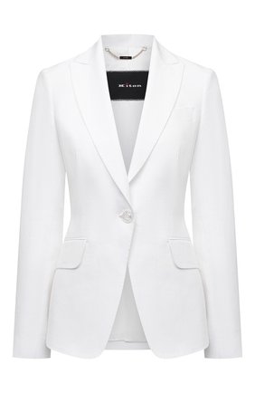 Женский льняной жакет KITON белого цвета по цене 339000 руб., арт. D15510K01057 | Фото 1 Женский льняной жакет KITON белого цвета, арт. D15510K01057 | Фото 1 (Материал внешний: Лен; Женское Кросс-КТ: Жакет-одежда; 1-2-бортные: Однобортные; Длина (для топов): Стандартные; Стили: Романтичный; Материал подклада: Шелк; Случай: Коктейльный; Рукава: Длинные; Региональные ограничения белый список (Axapta Mercury): RU)