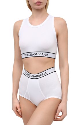 Женские трусы-шорты DOLCE & GABBANA белого цвета по цене 7280 руб., арт. 02A88T/FUGF5 | Фото 2 Женские трусы-шорты DOLCE & GABBANA белого цвета, арт. 02A88T/FUGF5 | Фото 2 (Материал внешний: Хлопок)
