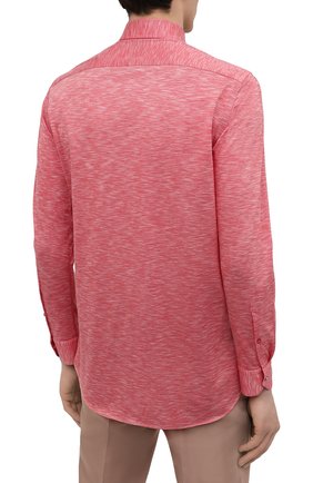 Мужская хлопковая рубашка ZILLI SPORT красного цвета, арт. MFV-56208-@/ZS07 | Фото 4 (Манжеты: На пуговицах; Воротник: Кент; Рукава: Длинные; Рубашки М: Regular Fit; Случай: Повседневный; Длина (для топов): Стандартные; Региональные ограничения белый список (Axapta Mercury): RU; Материал внешний: Хлопок; Принт: Однотонные; Стили: Кэжуэл)