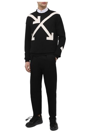 Мужской хлопковый свитер OFF-WHITE черного цвета по цене 54100 руб., арт. 0MHA036S21KNI002 | Фото 2 Мужской хлопковый свитер OFF-WHITE черного цвета, арт. 0MHA036S21KNI002 | Фото 2