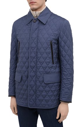 Мужская утепленная куртка BRIONI синего цвета, арт. SFN80L/P0410 | Фото 3 (Кросс-КТ: Куртка; Материал внешний: Шелк; Рукава: Длинные; Длина (верхняя одежда): До середины бедра, Короткие; Региональные ограничения белый список (Axapta Mercury): RU; Мужское Кросс-КТ: утепленные куртки; Стили: Классический; Материал подклада: Синтетический материал)