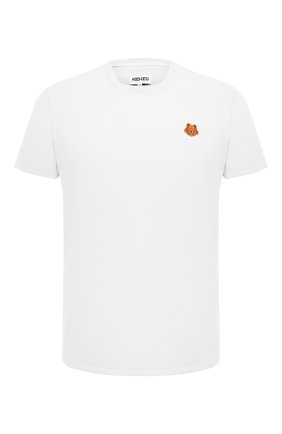 Мужская хлопковая футболка KENZO белого цвета, арт. FB55TS0034SA | Фото 1 (Длина (для топов): Стандартные; Принт: Без принта; Рукава: Короткие; Стили: Кэжуэл; Материал внешний: Хлопок)