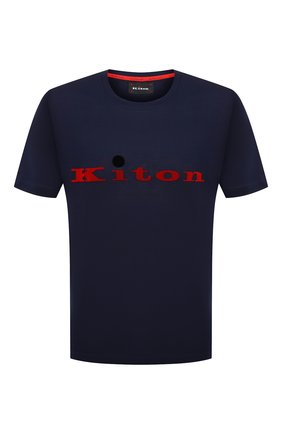 Мужская хлопковая футболка KITON темно-синего цвета по цене 51150 руб., арт. UK1164 | Фото 1 Мужская хлопковая футболка KITON темно-синего цвета, арт. UK1164 | Фото 1