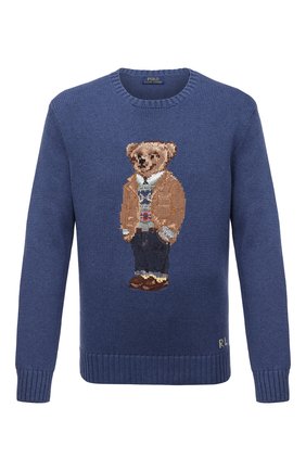 Мужской хлопковый свитер POLO RALPH LAUREN синего цвета по цене 39950 руб., арт. 710822539 | Фото 1 Мужской хлопковый свитер POLO RALPH LAUREN синего цвета, арт. 710822539 | Фото 1