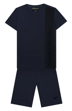 Детского комплект из футболки и шорт EMPORIO ARMANI темно-синего цвета по цене 18850 руб., арт. 3K4VJG/4JJGZ | Фото 1 Детского комплект из футболки и шорт EMPORIO ARMANI темно-синего цвета, арт. 3K4VJG/4JJGZ | Фото 1 (Материал внешний: Хлопок; Мальчики Кросс-КТ: Костюмы-спорт; Рукава: Короткие; Региональные ограничения белый список (Axapta Mercury): RU; Ростовка одежда: 10 - 11 лет | 140 - 146см, 13 - 15 лет | 158 см, 16 лет | 164 см, 4 года | 104 см, 5 лет | 110 см, 6 лет | 116 см, 7 лет | 122 см, 8 лет | 128 см)