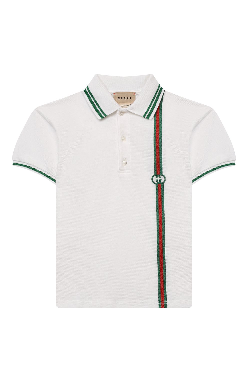 Детский хлопковое поло GUCCI белого цвета, арт. 638455/XJC36 | Фото 1