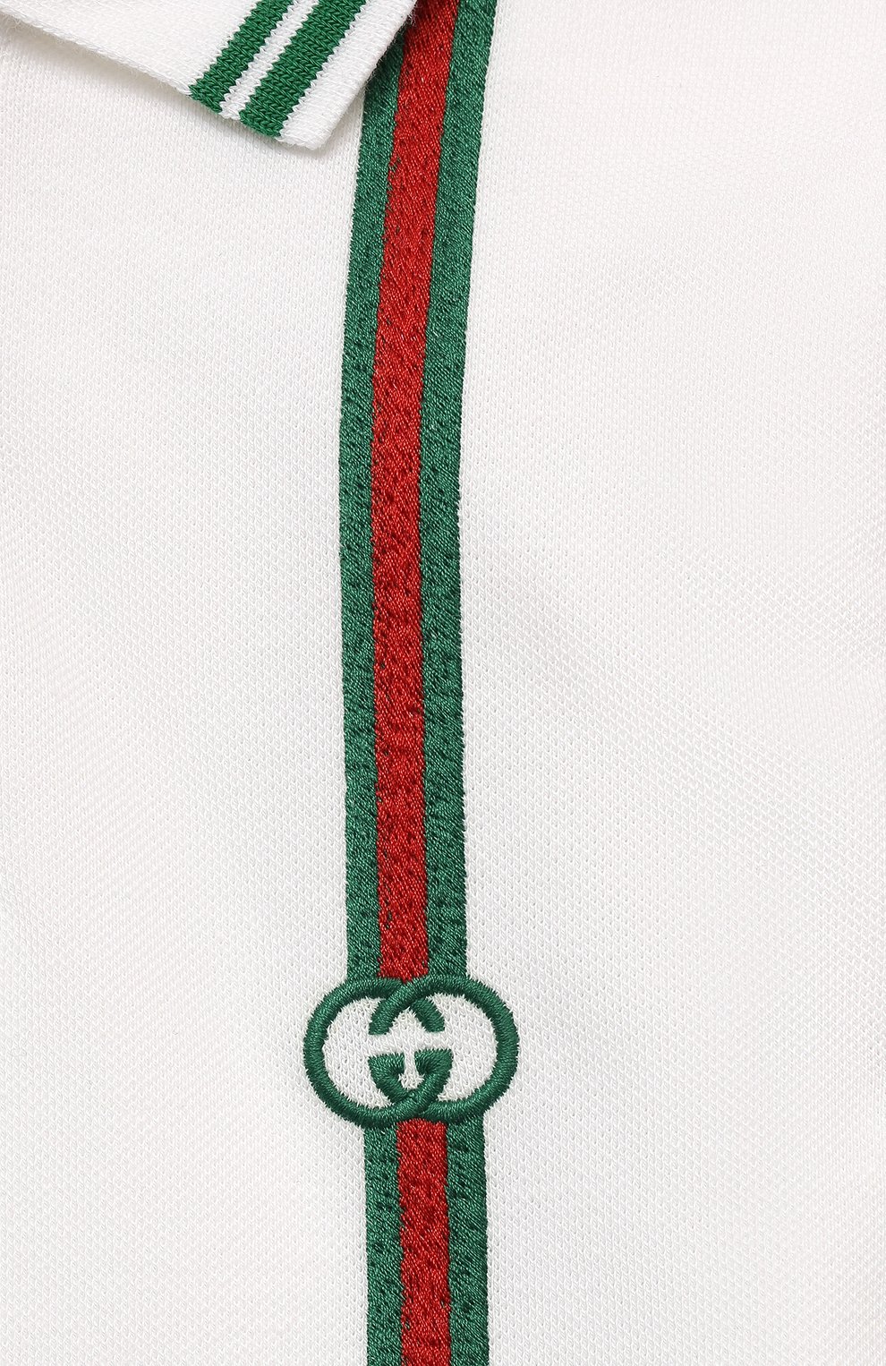 Детский хлопковое поло GUCCI белого цвета по цене 16100 руб., арт. 638455/XJC36 | Фото 3 Детский хлопковое поло GUCCI белого цвета, арт. 638455/XJC36 | Фото 3
