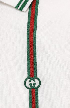 Детский хлопковое поло GUCCI белого цвета по цене 16100 руб., арт. 638455/XJC36 | Фото 3 Детский хлопковое поло GUCCI белого цвета, арт. 638455/XJC36 | Фото 3