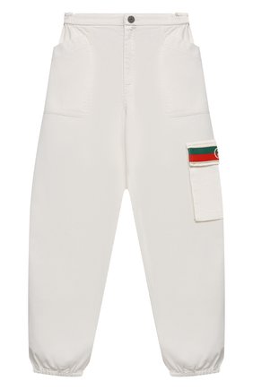 Детские хлопковые джоггеры GUCCI белого цвета по цене 44400 руб., арт. 638168/XDBJM | Фото 1 Детские хлопковые джоггеры GUCCI белого цвета, арт. 638168/XDBJM | Фото 1 (Материал внешний: Хлопок; Мальчики Кросс-КТ: Джоггеры-одежда; Региональные ограничения белый список (Axapta Mercury): RU; Ростовка одежда: 10 - 11 лет | 140 - 146см, 12 лет | 152 см, 6 лет | 116 см, 8 лет | 128 см)