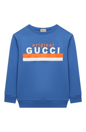 Детский хлопковый свитшот GUCCI голубого цвета по цене 25300 руб., арт. 627964/XJC7C | Фото 1 Детский хлопковый свитшот GUCCI голубого цвета, арт. 627964/XJC7C | Фото 1