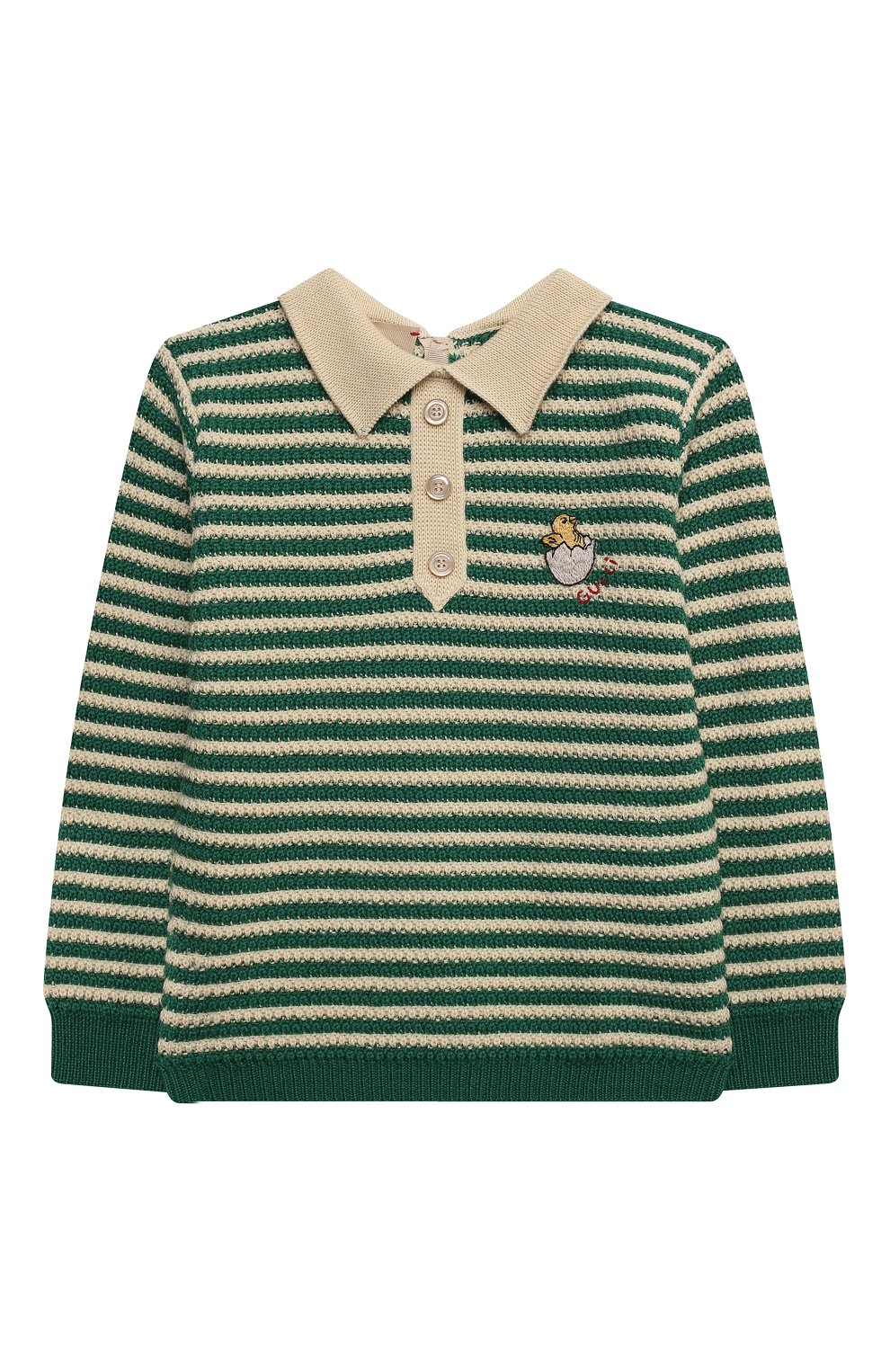 Детский пуловер из шерсти и хлопка GUCCI зеленого цвета, арт. 639462/XKBN2 | Фото 1 (Кросс-КТ НВ: Пуловеры; Региональные ограничения белый список (Axapta Mercury): RU; Ростовка одежда: 24 мес | 92 см, 36 мес | 98 см)