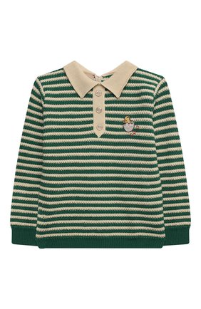 Детский пуловер из шерсти и хлопка GUCCI зеленого цвета, арт. 639462/XKBN2 | Фото 1 (Региональные ограничения белый список (Axapta Mercury): RU; Кросс-КТ НВ: Пуловеры; Ростовка одежда: 24 мес | 92 см, 36 мес | 98 см)
