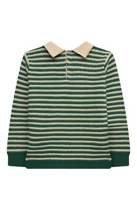 Детский пуловер из шерсти и хлопка GUCCI зеленого цвета, арт. 639462/XKBN2 | Фото 2 (Региональные ограничения белый список (Axapta Mercury): RU; Кросс-КТ НВ: Пуловеры; Ростовка одежда: 24 мес | 92 см, 36 мес | 98 см)
