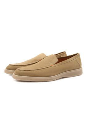 Мужские замшевые лоферы SANTONI темно-бежевого цвета по цене 47900 руб., арт. MGDT17459TAAVSCXE40 | Фото 1 Мужские замшевые лоферы SANTONI темно-бежевого цвета, арт. MGDT17459TAAVSCXE40 | Фото 1 (Материал внутренний: Натуральная кожа; Стили: Кэжуэл; Материал внешний: Замша, Кожа)