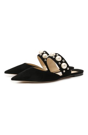 Женские замшевые сабо basette JIMMY CHOO черно-белого цвета по цене 59950 руб., арт. BASETTE FLAT/WAH | Фото 1 Женские замшевые сабо basette JIMMY CHOO черно-белого цвета, арт. BASETTE FLAT/WAH | Фото 1