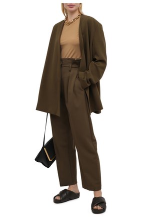 Женские кожаные шлепанцы JIL SANDER темно-коричневого цвета по цене 39500 руб., арт. JS36073A-13013 | Фото 2 Женские кожаные шлепанцы JIL SANDER темно-коричневого цвета, арт. JS36073A-13013 | Фото 2 (Материал внутренний: Натуральная кожа; Подошва: Платформа)