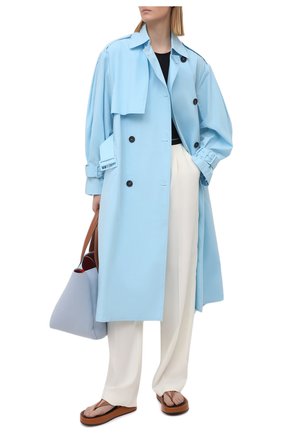Женский хлопковый тренч MSGM голубого цвета по цене 74150 руб., арт. 3041MDC05 217104 | Фото 2 Женский хлопковый тренч MSGM голубого цвета, арт. 3041MDC05 217104 | Фото 2