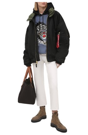 Женский хлопковое худи KENZO голубого цвета по цене 43950 руб., арт. FB52SW6274MH | Фото 2 Женский хлопковое худи KENZO голубого цвета, арт. FB52SW6274MH | Фото 2