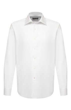 Мужская хлопковая сорочка CANALI белого цвета, арт. N705/GR01592 | Фото 1 (Рукава: Длинные; Материал внешний: Хлопок; Длина (для топов): Стандартные; Случай: Формальный; Манжеты: На пуговицах; Воротник: Акула; Рубашки М: Regular Fit; Принт: Однотонные; Стили: Классический)