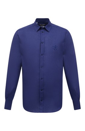 Мужская льняная рубашка DOLCE & GABBANA темно-синего цвета по цене 52150 руб., арт. G5EJ1Z/FU4IK | Фото 1 Мужская льняная рубашка DOLCE & GABBANA темно-синего цвета, арт. G5EJ1Z/FU4IK | Фото 1