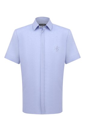 Мужская льняная рубашка DOLCE & GABBANA голубого цвета по цене 47250 руб., арт. G5EX4Z/GE052 | Фото 1 Мужская льняная рубашка DOLCE & GABBANA голубого цвета, арт. G5EX4Z/GE052 | Фото 1 (Материал внешний: Лен; Рукава: Короткие; Длина (для топов): Стандартные; Случай: Повседневный; Воротник: Кент; Рубашки М: Classic Fit; Принт: Однотонные; Стили: Кэжуэл)