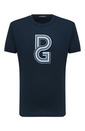 Мужская хлопковая футболка DOLCE & GABBANA темно-синего цвета по цене 31200 руб., арт. G8JX7T/FI70H | Фото 1 Мужская хлопковая футболка DOLCE & GABBANA темно-синего цвета, арт. G8JX7T/FI70H | Фото 1