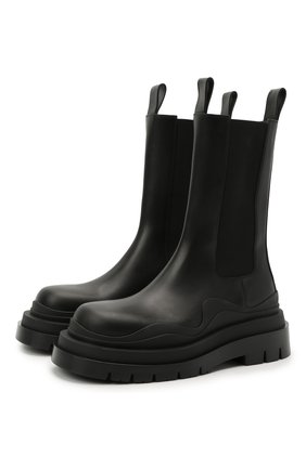Женские кожаные ботинки bv tire BOTTEGA VENETA черного цвета по цене 81800 руб., арт. 630297/VBS50 | Фото 1 Женские кожаные ботинки bv tire BOTTEGA VENETA черного цвета, арт. 630297/VBS50 | Фото 1 (Подошва: Платформа; Материал внутренний: Натуральная кожа; Женское Кросс-КТ: Челси-ботинки; Каблук высота: Низкий)