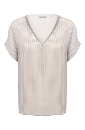 Женский шелковый топ BRUNELLO CUCINELLI бежевого цвета по цене 257500 руб., арт. MF940DR402 | Фото 1 Женский шелковый топ BRUNELLO CUCINELLI бежевого цвета, арт. MF940DR402 | Фото 1