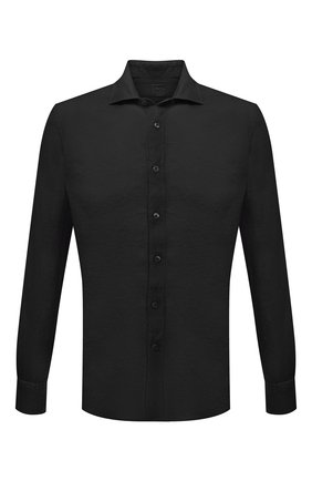 Мужская льняная рубашка 120% LINO черного цвета по цене 18350 руб., арт. T0M1311/B317/000 | Фото 1 Мужская льняная рубашка 120% LINO черного цвета, арт. T0M1311/B317/000 | Фото 1 (Материал внешний: Лен; Длина (для топов): Стандартные; Рукава: Длинные; Случай: Повседневный; Принт: Однотонные; Воротник: Акула; Стили: Кэжуэл; Манжеты: На пуговицах)
