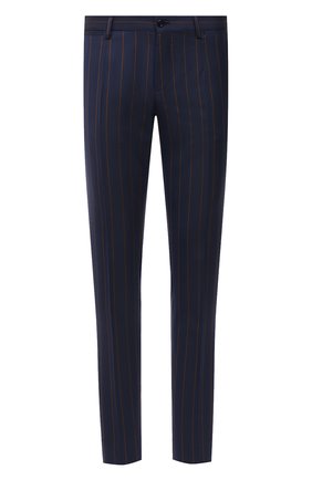 Мужские шерстяные брюки DOLCE & GABBANA синего цвета, арт. GY7BMT/FR2YH | Фото 1 (Длина (брюки, джинсы): Стандартные; Материал подклада: Вискоза; Материал внешний: Шерсть; Случай: Формальный; Стили: Классический)