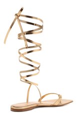 Женские кожаные сандалии ribbon GIANVITO ROSSI золотого цвета, арт. G32004.05CU0.NPSMEK0 | Фото 4 (Каблук высота: Низкий; Материал внутренний: Натуральная кожа; Подошва: Плоская)
