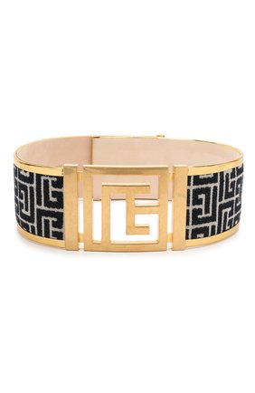 Женский текстильный пояс BALMAIN черно-белого цвета по цене 68750 руб., арт. VN0WJ039/TJMH | Фото 1 Женский текстильный пояс BALMAIN черно-белого цвета, арт. VN0WJ039/TJMH | Фото 1 (Материал: Текстиль; Кросс-КТ: Широкие)
