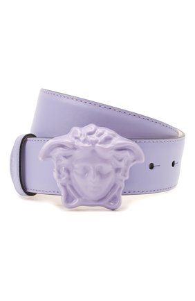 Женский кожаный ремень la medusa VERSACE сиреневого цвета по цене 29950 руб., арт. DCDD259/DVTFN | Фото 1 Женский кожаный ремень la medusa VERSACE сиреневого цвета, арт. DCDD259/DVTFN | Фото 1 (Материал: Кожа)