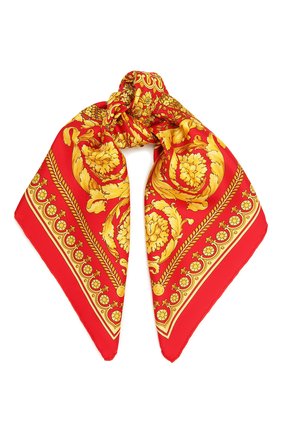 Женский шелковый платок VERSACE красного цвета по цене 24600 руб., арт. IF07001/IT03057 | Фото 1 Женский шелковый платок VERSACE красного цвета, арт. IF07001/IT03057 | Фото 1