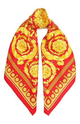 Женский шелковый платок VERSACE красного цвета по цене 34400 руб., арт. IF09001/IT02283 | Фото 1 Женский шелковый платок VERSACE красного цвета, арт. IF09001/IT02283 | Фото 1 (Материал: Текстиль, Шелк; Принт: С принтом)
