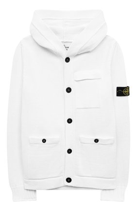 Детский хлопковый кардиган STONE ISLAND белого цвета по цене 42100 руб., арт. 7416511A5/14 | Фото 1 Детский хлопковый кардиган STONE ISLAND белого цвета, арт. 7416511A5/14 | Фото 1