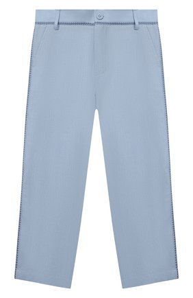 Детские льняные брюки LORO PIANA голубого цвета по цене 29950 руб., арт. FAL5898 | Фото 1 Детские льняные брюки LORO PIANA голубого цвета, арт. FAL5898 | Фото 1