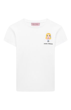 Детская хлопковая футболка CHIARA FERRAGNI белого цвета по цене 8995 руб., арт. 21PE-CFKT034 | Фото 1 Детская хлопковая футболка CHIARA FERRAGNI белого цвета, арт. 21PE-CFKT034 | Фото 1