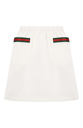 Детская хлопковая юбка GUCCI белого цвета по цене 25800 руб., арт. 621817/XDBKT | Фото 1 Детская хлопковая юбка GUCCI белого цвета, арт. 621817/XDBKT | Фото 1 (Материал внешний: Хлопок; Случай: Повседневный; Ростовка одежда: 10 - 11 лет | 140 - 146см, 12 лет | 152 см, 6 лет | 116 см, 8 лет | 128 см)