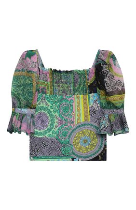 Детский топ из вискозы VERSACE разноцветного цвета по цене 36750 руб., арт. 1000035/1A00298/4A-6A | Фото 2 Детский топ из вискозы VERSACE разноцветного цвета, арт. 1000035/1A00298/4A-6A | Фото 2