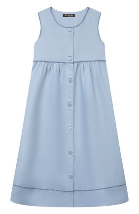 Детское льняное платье LORO PIANA голубого цвета по цене 46800 руб., арт. FAL5895 | Фото 1 Детское льняное платье LORO PIANA голубого цвета, арт. FAL5895 | Фото 1 (Материал внешний: Лен; Девочки Кросс-КТ: Платье-одежда; Случай: Повседневный; Рукава: Короткие; Ростовка одежда: 10 - 11 лет | 140 - 146см, 4 года | 104 см, 6 лет | 116 см, 8 лет | 128 см)