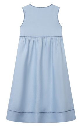Детское льняное платье LORO PIANA голубого цвета по цене 46800 руб., арт. FAL5895 | Фото 2 Детское льняное платье LORO PIANA голубого цвета, арт. FAL5895 | Фото 2 (Материал внешний: Лен; Девочки Кросс-КТ: Платье-одежда; Случай: Повседневный; Рукава: Короткие; Ростовка одежда: 10 - 11 лет | 140 - 146см, 4 года | 104 см, 6 лет | 116 см, 8 лет | 128 см)