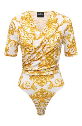 Женское хлопковое боди VERSACE JEANS COUTURE желтого цвета по цене 23350 руб., арт. D4HWA603-WDP214/S0155 | Фото 1 Женское хлопковое боди VERSACE JEANS COUTURE желтого цвета, арт. D4HWA603-WDP214/S0155 | Фото 1