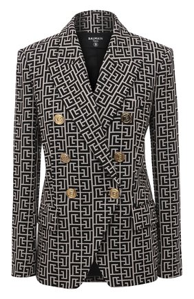 Женский шерстяной жакет BALMAIN черно-белого цвета по цене 212500 руб., арт. VF0SH000/W126 | Фото 1 Женский шерстяной жакет BALMAIN черно-белого цвета, арт. VF0SH000/W126 | Фото 1