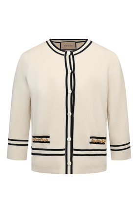 Женский шерстяной кардиган GUCCI бежевого цвета по цене 138800 руб., арт. 652582/XKBNZ | Фото 1 Женский шерстяной кардиган GUCCI бежевого цвета, арт. 652582/XKBNZ | Фото 1 (Длина (для топов): Стандартные; Материал внешний: Шерсть; Стили: Романтичный; Рукава: 3/4; Женское Кросс-КТ: кардиган-трикотаж)