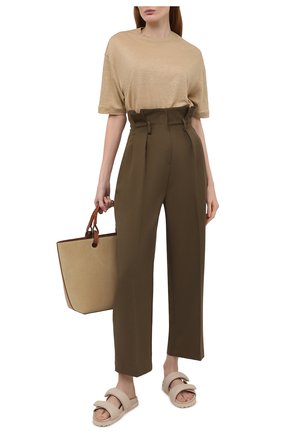 Женская льняная футболка LORO PIANA бежевого цвета по цене 68750 руб., арт. FAL5833 | Фото 2 Женская льняная футболка LORO PIANA бежевого цвета, арт. FAL5833 | Фото 2
