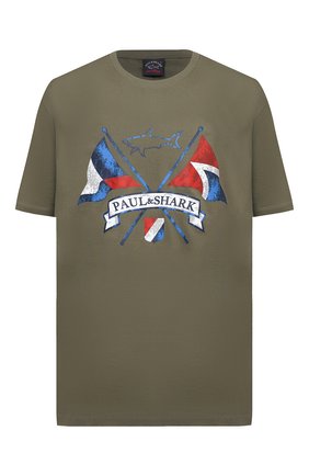 Мужская хлопковая футболка PAUL&SHARK хаки цвета по цене 19600 руб., арт. 21411018/C00/3XL-6XL | Фото 1 Мужская хлопковая футболка PAUL&SHARK хаки цвета, арт. 21411018/C00/3XL-6XL | Фото 1