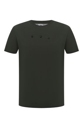 Мужская хлопковая футболка OFF-WHITE хаки цвета по цене 26050 руб., арт. 0MAA027S21JER012 | Фото 1 Мужская хлопковая футболка OFF-WHITE хаки цвета, арт. 0MAA027S21JER012 | Фото 1