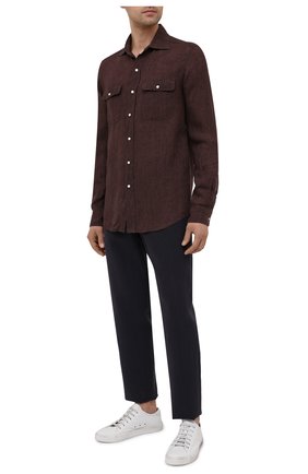 Мужская льняная рубашка RALPH LAUREN коричневого цвета по цене 44100 руб., арт. 790836054 | Фото 2 Мужская льняная рубашка RALPH LAUREN коричневого цвета, арт. 790836054 | Фото 2 (Рукава: Длинные; Материал внешний: Лен; Длина (для топов): Стандартные; Стили: Кэжуэл; Случай: Повседневный; Принт: Однотонные; Рубашки М: Regular Fit; Манжеты: На пуговицах; Воротник: Акула; Региональные ограничения белый список (Axapta Mercury): RU)