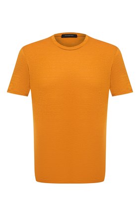 Мужская льняная футболка ERMENEGILDO ZEGNA оранжевого цвета по цене 33350 руб., арт. UU564/706 | Фото 1 Мужская льняная футболка ERMENEGILDO ZEGNA оранжевого цвета, арт. UU564/706 | Фото 1 (Рукава: Короткие; Длина (для топов): Стандартные; Материал внешний: Лен; Принт: Без принта; Стили: Кэжуэл)